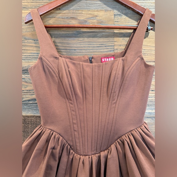 STAUD Brown Corset Mini Dress NWOT - Picture 9 of 16